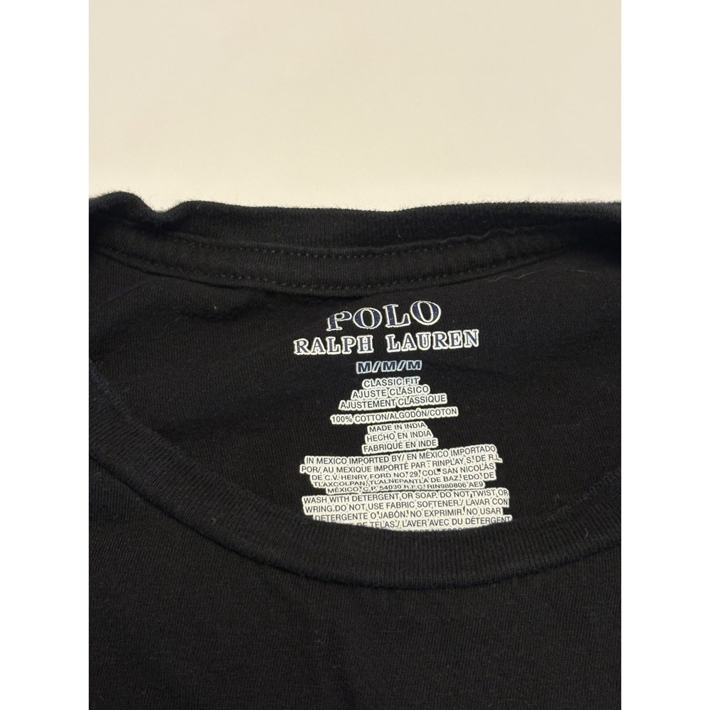 Polo Ralph Lauren Men's Black Crewneck T-Shirt Size M Classic Fit Red Pony Logo - Picture 3 of 6